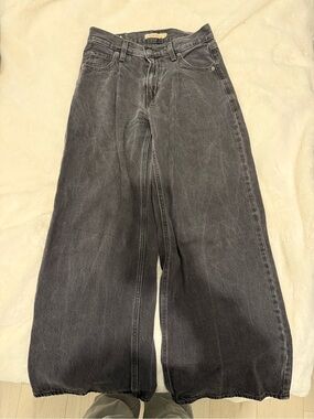 Levi's Black Washed Boyfriend Wide-Leg Jeans